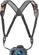 📷 usa gear dslr camera strap chest harness - floral neoprene pattern with quick release buckles, accessory pockets - compatible with canon, nikon, sony and more point and shoot mirrorless cameras logo