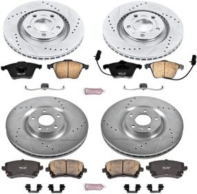 img 3 attached to 🔥 Премиум-комплект обновления тормозов: Power Stop K4010 передние и задние тормозные колодки из углеродного волокна Z23 с перфорированными и вентилируемыми тормозными дисками.