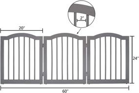 img 1 attached to 🐾 Unipaws Gray Wooden Dog Gate: Freestanding Pet Gate for Doorway Stairs with Arched Top - Indoor Use Only