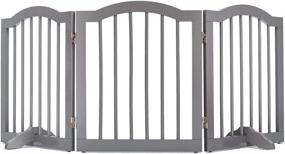 img 2 attached to 🐾 Unipaws Gray Wooden Dog Gate: Freestanding Pet Gate for Doorway Stairs with Arched Top - Indoor Use Only