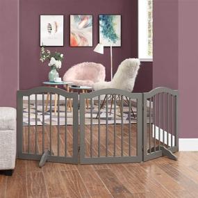 img 3 attached to 🐾 Unipaws Gray Wooden Dog Gate: Freestanding Pet Gate for Doorway Stairs with Arched Top - Indoor Use Only