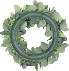 img 1 attached to 🌿 OUTLEE 16-inch Artificial Eucalyptus Wreath: Green Leaf with Flowers Decor for Year Round Front Door, Wall, Window - Ideal for Parties, Festivals, and Weddings