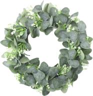 🌿 outlee 16-inch artificial eucalyptus wreath: green leaf with flowers decor for year round front door, wall, window - ideal for parties, festivals, and weddings логотип