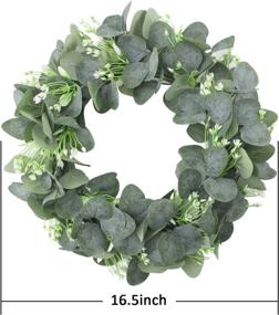 img 2 attached to 🌿 OUTLEE 16-inch Artificial Eucalyptus Wreath: Green Leaf with Flowers Decor for Year Round Front Door, Wall, Window - Ideal for Parties, Festivals, and Weddings