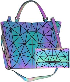 img 4 attached to Geometric Luminous Handbags Holographic Reflective Women's Handbags & Wallets and Shoulder Bags