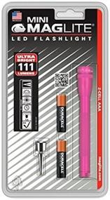 img 2 attached to Мощный мини-фонарик MagLite Mini LED горячего розового цвета с 111 люменами, компактный размер, и 2 шт. щелочных батарей AAA