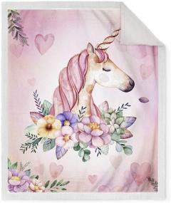 img 2 attached to 🦄 Jekeno Unicorn Sherpa Blanket - Cozy Cartoon Fleece Throw for Couch, Bed, Sofa - Girl's Pink Gift - 50"x60