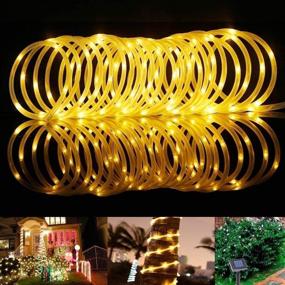 img 2 attached to 🌞 Solar Rope String Lights Outdoor: 39.4ft 100LED Waterproof Fairy Lights for Garden, Wedding, Christmas - Warm White