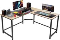 🖥️ spacious l-shaped wood computer corner desk: ideal gaming and home office workstation logo