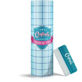 img 4 attached to Craftopia 12 inch x 25 feet Clear Transfer Paper Tape Roll with Blue Alignment Grid - Includes 8 Bonus Feet - Ideal for Cricut, Cameo, Self-Adhesive Vinyl, Sign Making, Stickers, Decals, Walls, Doors, and Windows