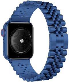 img 2 attached to Браслет для iWatch из нержавеющей стали Baozai с бабочкой складной застежкой для мужчин - синий, совместим с Apple Watch Series 7/6/5/4/3/2/1/SE, 45 мм / 44 мм / 42 мм