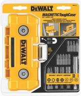 🔨 набор из 15 штук насадок для импульсного шуруповерта dewalt с магнитным прочным кейсом (dwmtc15) - высококачественные желтые биты. логотип