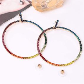 img 1 attached to 💎 Stylish CEALXHENY Rainbow Crystal Hoop Earrings for Women - Statement Dangle Earrings with Studs