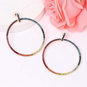 img 2 attached to 💎 Stylish CEALXHENY Rainbow Crystal Hoop Earrings for Women - Statement Dangle Earrings with Studs