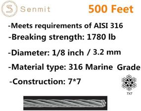 img 3 attached to 🔗 Senmit 1/8 Stainless Steel Aircraft Wire Rope for Deck Cable Railing Kit - 500 Feet T 316 Marine Grade + Cable Cutter Included!