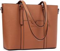 👜 bromen women briefcase: stylish and spacious 15.6 inch laptop tote bag in vintage leather - brown logo