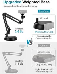 img 2 attached to 🎥 Adjustable Desk Suspension Boom Scissor Arm Stand with Weighted Base and Phone Holder for Logitech Webcam C922 C930e C930 C920 C615 +1/4" Thread and Cellphone