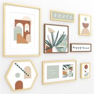 🖼️ artbyhannah 8 pack abstract gallery wall frame set: decorative botanical plant artwork & multi size picture frame collage for wall art decor or home decoration логотип