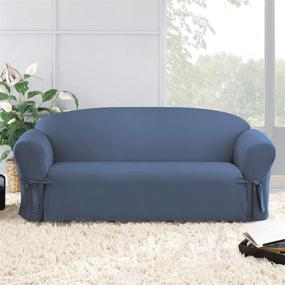 img 3 attached to 🛋️ SureFit Duck Solid Box Cushion Sofa Slipcover - Relaxed Fit, 100% Cotton, Machine Washable - Bluestone Color: The Perfect One Piece Solution