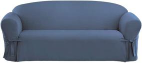 img 4 attached to 🛋️ SureFit Duck Solid Box Cushion Sofa Slipcover - Relaxed Fit, 100% Cotton, Machine Washable - Bluestone Color: The Perfect One Piece Solution