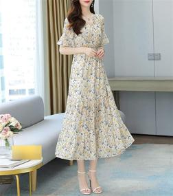 img 1 attached to 👗 Vintage Women's Summer Sundress with Sleeves - Fashionable Clothing and Dresses for Women