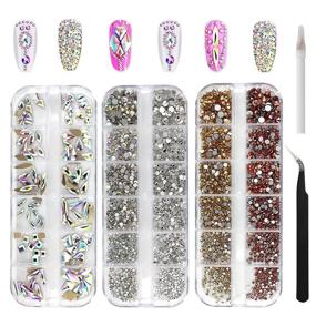 img 4 attached to 💎 120 Multi Shapes AB Crystal Rhinestones for Nails - Nail Gems and Jewels | Flatback Diamonds for Nail Art Crafts and Acrylic Nails (3 Boxes)