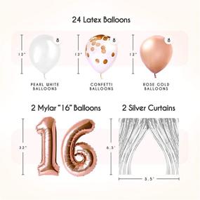 img 2 attached to 🎉 EpiqueOne Sweet 16 Gold and Silver Party Decorations for Girls - Rose Gold Sweet 16th Decor - Metallic Backdrops, Confetti Balloons, Banner, Cupcake Toppers, Mylar & Pompoms - Sweet 16th Birthday Party Supplies