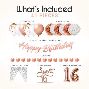 img 3 attached to 🎉 EpiqueOne Sweet 16 Gold and Silver Party Decorations for Girls - Rose Gold Sweet 16th Decor - Metallic Backdrops, Confetti Balloons, Banner, Cupcake Toppers, Mylar & Pompoms - Sweet 16th Birthday Party Supplies