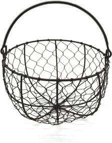 img 1 attached to 🥚 CVHOMEDECO Round Metal Wire Egg Basket: Vintage Country Style Storage with Rustic Charm, Dia. 8 X H 4-3/4 Inch