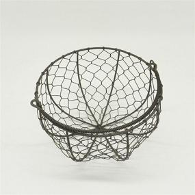 img 2 attached to 🥚 CVHOMEDECO Round Metal Wire Egg Basket: Vintage Country Style Storage with Rustic Charm, Dia. 8 X H 4-3/4 Inch