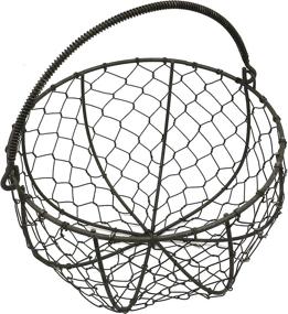 img 3 attached to 🥚 CVHOMEDECO Round Metal Wire Egg Basket: Vintage Country Style Storage with Rustic Charm, Dia. 8 X H 4-3/4 Inch