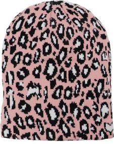 img 2 attached to Newfancy Winter Leopard Knitted Slouchy Outdoor Recreation in Hiking & Outdoor Recreation Clothing