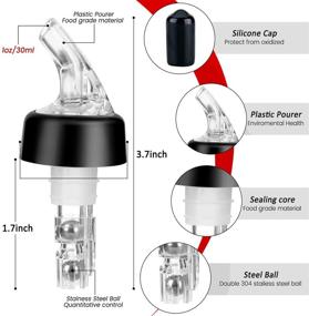 img 3 attached to Precision Measured Liquor Pourers 1.0 oz - Wine Bottle Pourers, Quick Shot Pourer for 🍸 Cocktails, Whisky, Brandy, Rum, Tequila, Vodka, Gin, Absinthe - Ideal for Home and Bars (Pack of 12)