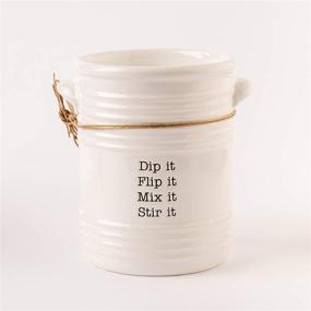 img 2 attached to 🍴 Mud Pie Ribbed White Ceramic Utensil Holder: Sleek and Functional Kitchen Organizer