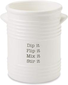 img 4 attached to 🍴 Mud Pie Ribbed White Ceramic Utensil Holder: Sleek and Functional Kitchen Organizer