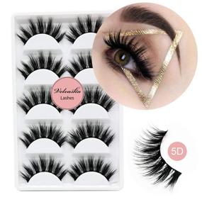 img 3 attached to 👁️ Veleasha 5D Faux Mink Lashes - Handmade, Luxurious and Fluffy Natural False Eyelashes - 5 Pairs, Dubai