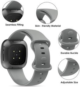 img 2 attached to 🏋️ QIBOX Silicone Breathable Sport Bands for Fitbit Sense/Versa 3 - 4-Pack Waterproof Soft Replacement Wristband Accessories for Versa 3/Sense Smartwatch - Women Men
