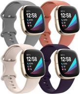 🏋️ qibox silicone breathable sport bands for fitbit sense/versa 3 - 4-pack waterproof soft replacement wristband accessories for versa 3/sense smartwatch - women men logo