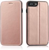 rose gold iphone 8 plus/7 plus flip case wallet card holder, ot onetop premium pu leather kickstand protective cover with hidden magnetic closure - compatible with 5.5 inch iphone 7/8 plus logo