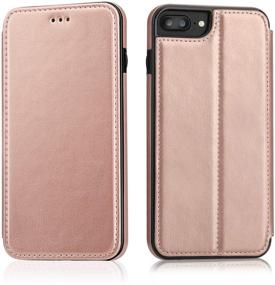 img 4 attached to Rose Gold iPhone 8 Plus/7 Plus Flip Case Wallet Card Holder, OT ONETOP Premium PU Leather Kickstand Protective Cover with Hidden Magnetic Closure - Compatible with 5.5 Inch iPhone 7/8 Plus