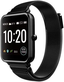 img 4 attached to Tinwoo Smart Watch for Women Men, Bluetooth Fitness Pedometer All-Day Activity Tracker with Heart Rate Monitor and Metal Band - Compatible with iOS and Android Phones (Black)