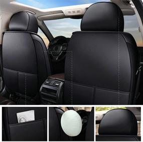 img 1 attached to 🚗 FREESOO Car Seat Covers Front Only: Full Coverage Leather & Linen Protector, Airbag Compatible - Universal Fit for Cars SUV Sedan Pick-up Truck Van (Black 12-2PCS)