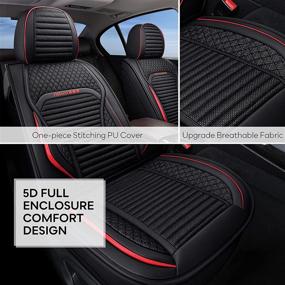 img 2 attached to 🚗 FREESOO Car Seat Covers Front Only: Full Coverage Leather & Linen Protector, Airbag Compatible - Universal Fit for Cars SUV Sedan Pick-up Truck Van (Black 12-2PCS)
