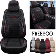 🚗 freesoo car seat covers front only: full coverage leather & linen protector, airbag compatible - universal fit for cars suv sedan pick-up truck van (black 12-2pcs) logo