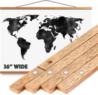🖼️ magnetic poster hanger frame 36" - premium quality wood | strong magnets | easy setup | full hanging kit for wall art/prints/canvas/photos | scratch map included (36x24 36x48 36x40) logo