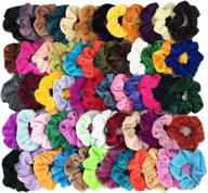 🎀 60 pack of velvet elastic hair scrunchies - colorful hair bands, hair ties, and hair ropes for women or girls - assorted colors hair accessories logo