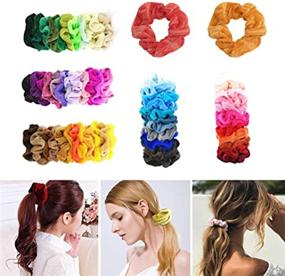 img 1 attached to 🎀 60 Pack of Velvet Elastic Hair Scrunchies - Colorful Hair Bands, Hair Ties, and Hair Ropes for Women or Girls - Assorted Colors Hair Accessories