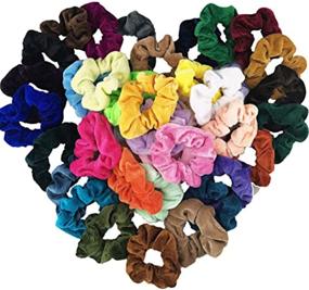 img 3 attached to 🎀 60 Pack of Velvet Elastic Hair Scrunchies - Colorful Hair Bands, Hair Ties, and Hair Ropes for Women or Girls - Assorted Colors Hair Accessories