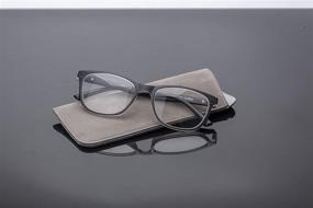 img 1 attached to Linno Spring Hinges Dark Blue Wood Pattern Reading Glasses: Stylish Eyewear for Men