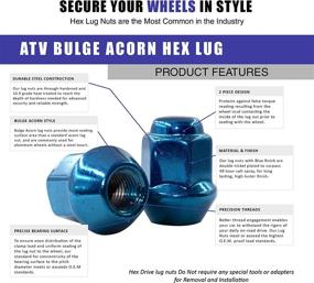 img 2 attached to 🔧 Enhance Your ATV Wheels: 16 Pack of Blue, 3/8-24 Cone Seat Lug Nuts - Perfect Fit for Polaris Ranger 400, 500, 570 & RZR Models